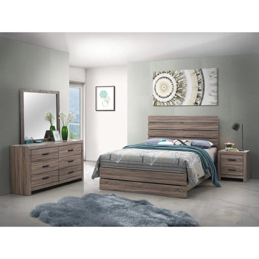 Geary Oak 4-piece Slatted Headboard Panel Bedroom Set Default -DTYStore