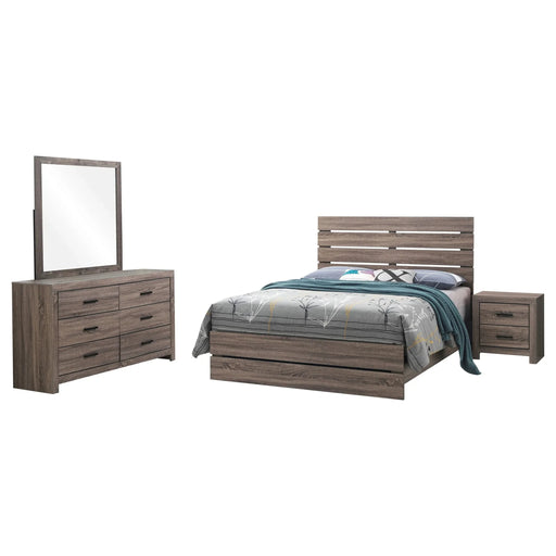 Geary Oak 4-piece Slatted Headboard Panel Bedroom Set Default -DTYStore