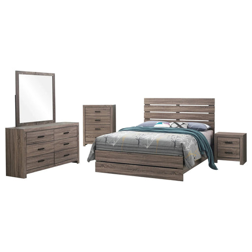 Geary Oak 5-piece Slatted Headboard Panel Bedroom Set Default -DTYStore