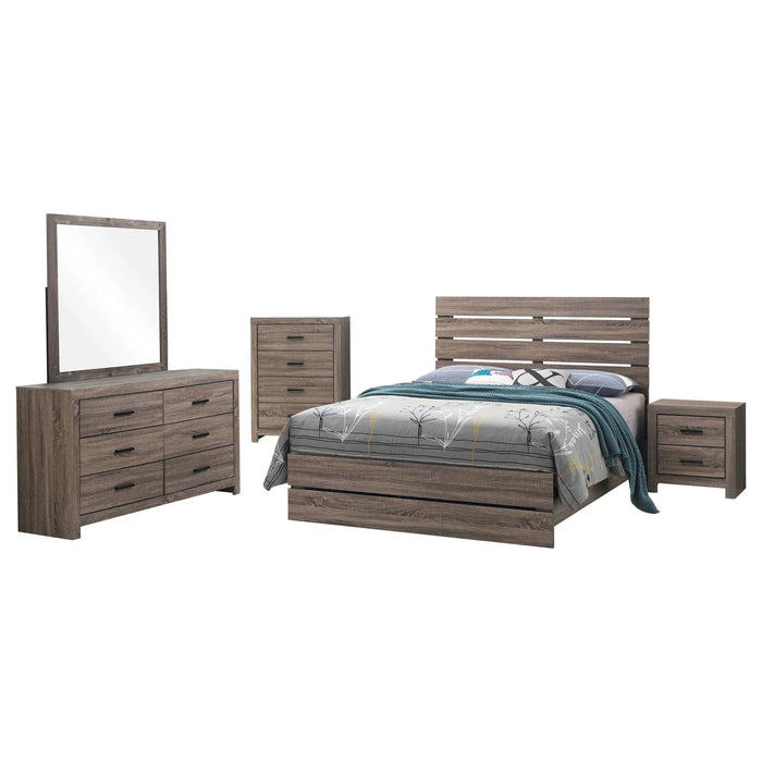 Geary Oak 5-piece Slatted Headboard Panel Bedroom Set Default -DTYStore