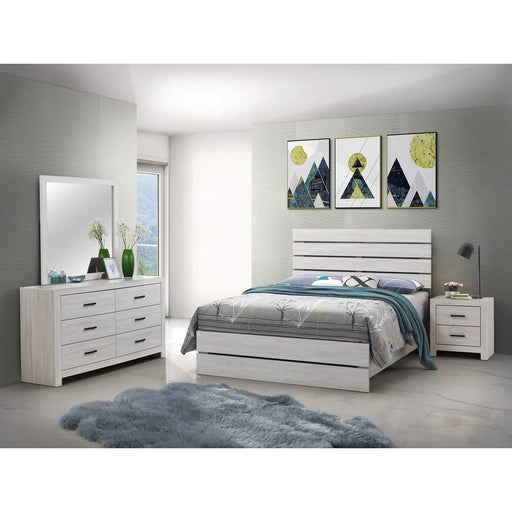 Geary White 4-piece Panel Bedroom Set with 2 Nightstands and Dresser Default -DTYStore