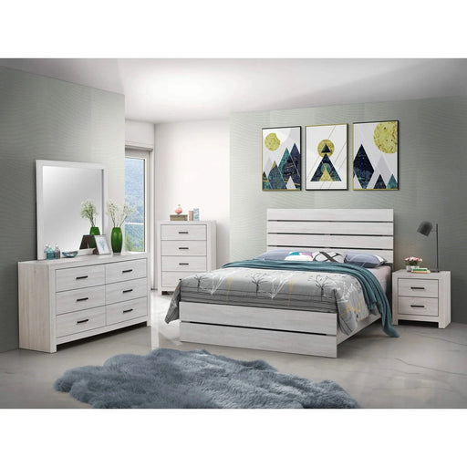 Geary White 5-piece Slatted Headboard Panel Bedroom Set Default -DTYStore