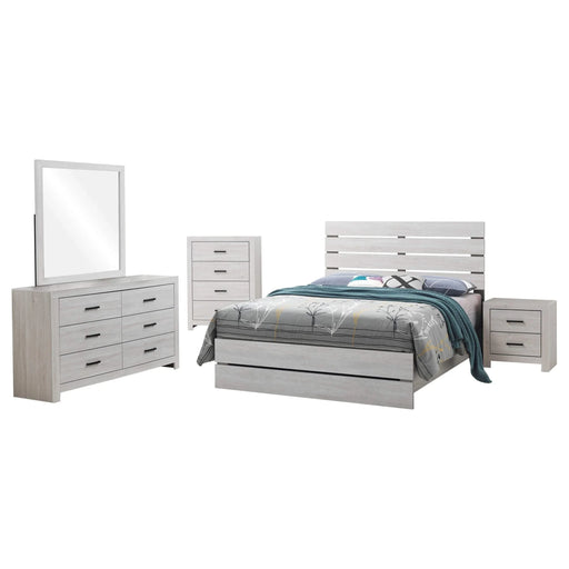 Geary White 5-piece Slatted Headboard Panel Bedroom Set Default -DTYStore