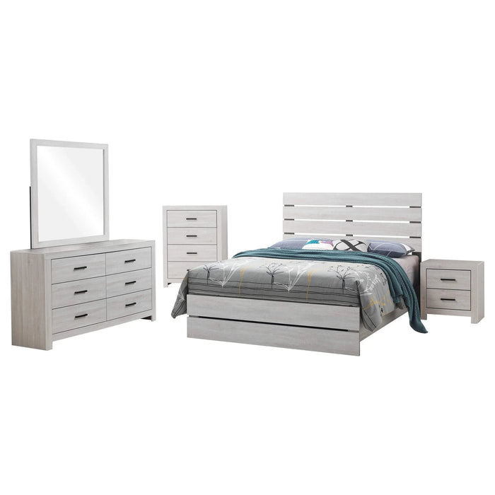 Geary White 5-piece Slatted Headboard Panel Bedroom Set Default -DTYStore