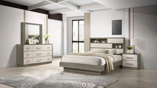 Gem Modern Style 4 Pc Queen Bedroom Set Made with Wood in Beige & Brown Default -DTYStore