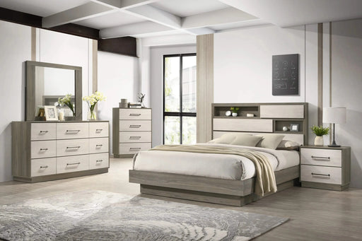 Gem Modern Style 5 Pc Queen Bedroom Set Made with Wood in Beige & Brown Default -DTYStore