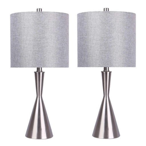 Gemma 23' Contemporary Metal Table Lamp in Brushed Nickel and Grey Linen Shade from Grandview Gallery by LumiSource - Set of 2 Default -DTYStore