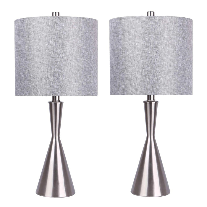 Gemma 23' Contemporary Metal Table Lamp in Brushed Nickel and Grey Linen Shade from Grandview Gallery by LumiSource - Set of 2 Default -DTYStore