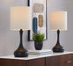 Genie 24' Contemporary Metal Table Lamp in Matte Black Metal with Oatmeal Linen Shade from Grandview Gallery by LumiSource - Set of 2 Default -DTYStore