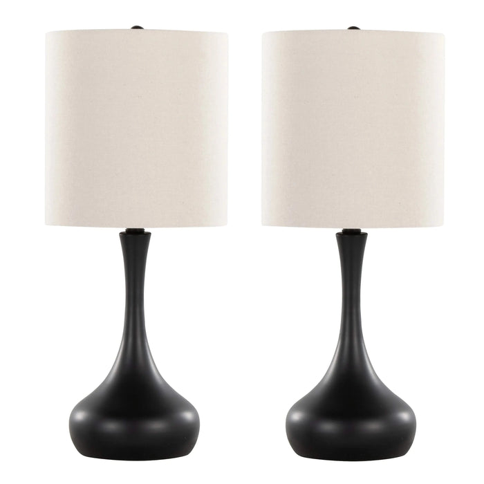 Genie 24' Contemporary Metal Table Lamp in Matte Black Metal with Oatmeal Linen Shade from Grandview Gallery by LumiSource - Set of 2 Default -DTYStore