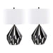 Geome Tri 28' Contemporary Metal Table Lamp in Matte Black Metal with White Linen Shade from Grandview Gallery by LumiSource - Set of 2 Default -DTYStore
