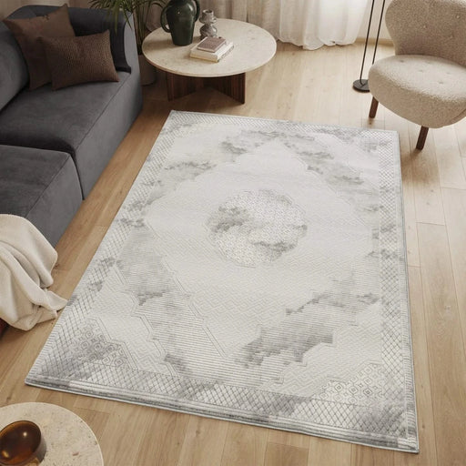 Geometrix GC_DIM1004 Gray 5 ft. 3 in. x 7 ft. 3 in. Area Rug Default -DTYStore