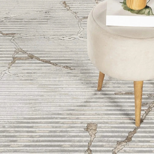 Geometrix GC_DIM1005 Gray 5 ft. 3 in. x 7 ft. 3 in. Area Rug Default -DTYStore