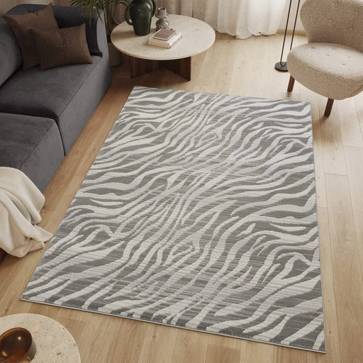 Geometrix GC_DIM1008 Gray 5 ft. 3 in. x 7 ft. 3 in. Area Rug Default -DTYStore