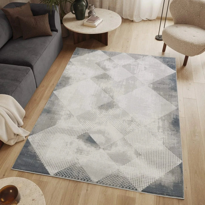 Geometrix GC_DIM1009 Gray 5 ft. 3 in. x 7 ft. 3 in. Area Rug Default -DTYStore