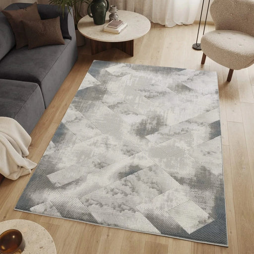 Geometrix GC_DIM1012 Gray 5 ft. 3 in. x 7 ft. 3 in. Area Rug Default -DTYStore