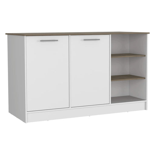 Ginger Kitchen Island, Three Open Shelves, Two Cabinets Default -DTYStore