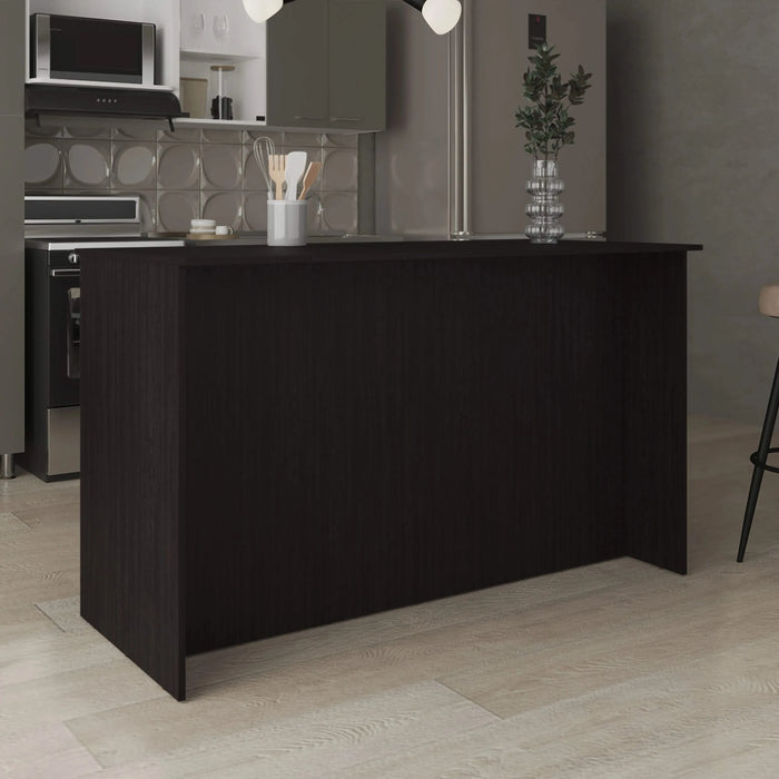 Ginger Kitchen Island, Three Open Shelves, Two Cabinets Black Default -DTYStore