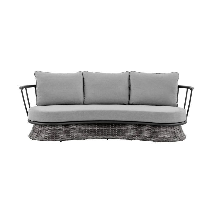 Giotto Wicker and Aluminum Outdoor Sofa in Black and Dark Gray Default -DTYStore