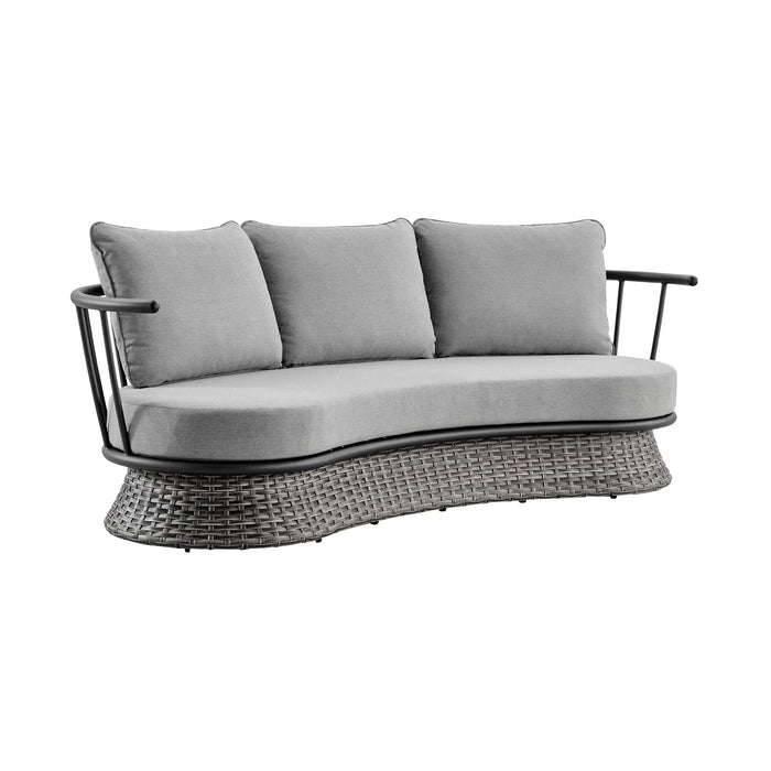Giotto Wicker and Aluminum Outdoor Sofa in Black and Dark Gray Default -DTYStore