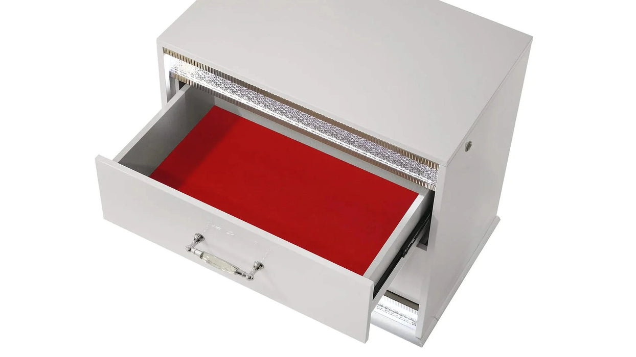 Glam Modern Style 4 Pc King Bedroom Set with LED Headboard Made with Wood in White(CA INVENTORY) Default -DTYStore