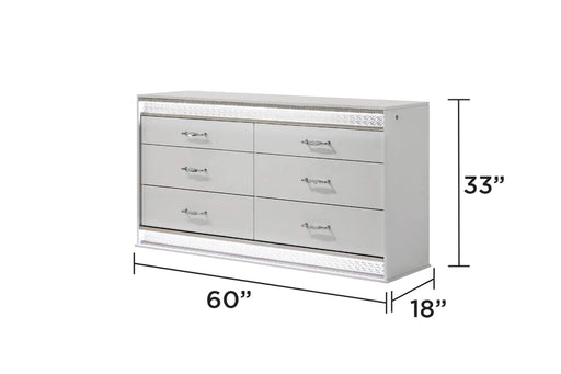 Glam Modern Style 4 Pc Queen Bedroom Set with LED Headboard Made with Wood in White Default -DTYStore