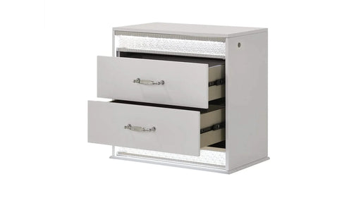 Glam Modern Style 5 Pc King Bedroom Set with LED Headboard Made with Wood in White(CA INVENTORY) Default -DTYStore