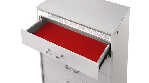 Glam Modern Style 5 Pc King Bedroom Set with LED Headboard Made with Wood in White(CA INVENTORY) Default -DTYStore