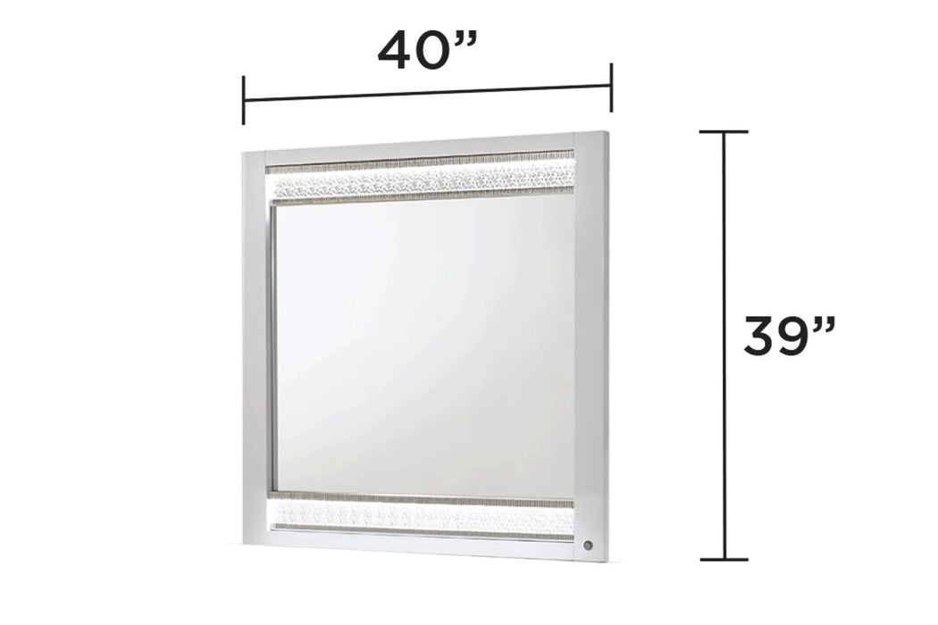 Glam Modern Style 5 Pc Queen Bedroom Set with LED Headboard Made with Wood in White(NJ INVENTORY) Default -DTYStore