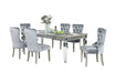Glam Silver And Dark Gray 7pc Dining Set Table w Leaf Wingback 6x Chairs Acrylic Tufted Dining Room Furniture Default -DTYStore