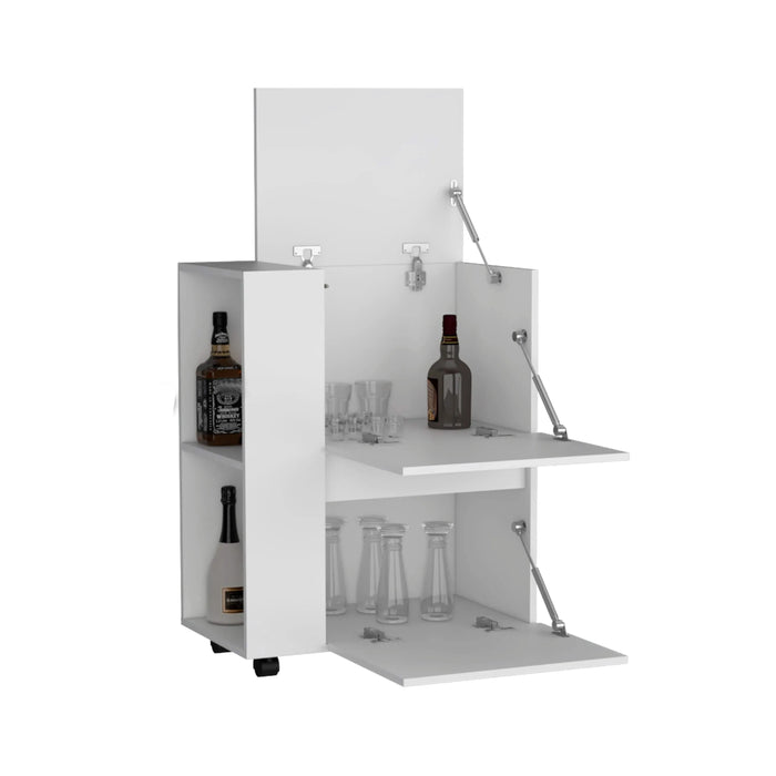 Glasgow Bar Cart Two Pull-Down Door Cabinets and Two Open Shelves Default -DTYStore