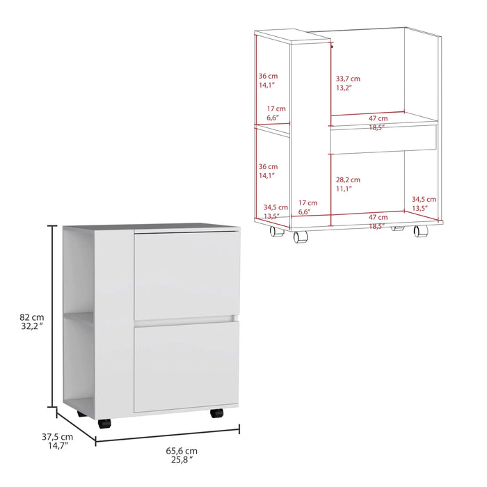 Glasgow Bar Cart Two Pull-Down Door Cabinets and Two Open Shelves Default -DTYStore