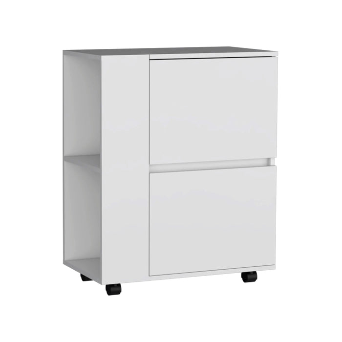 Glasgow Bar Cart Two Pull-Down Door Cabinets and Two Open Shelves Default -DTYStore