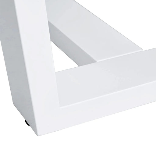 Glass Dining Table Large Modern Minimalist Rectangular for 6-8 with 0.4' Tempered Glass Tabletop and white MDF Trapezoid Bracket,For Kitchen Dining Living Meeting Room Banquet Hall F-1550 Default -DTYStore