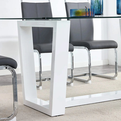 Glass Dining Table Large Modern Minimalist Rectangular for 6-8 with 0.4' Tempered Glass Tabletop and white MDF Trapezoid Bracket,For Kitchen Dining Living Meeting Room Banquet Hall F-1550 Default -DTYStore