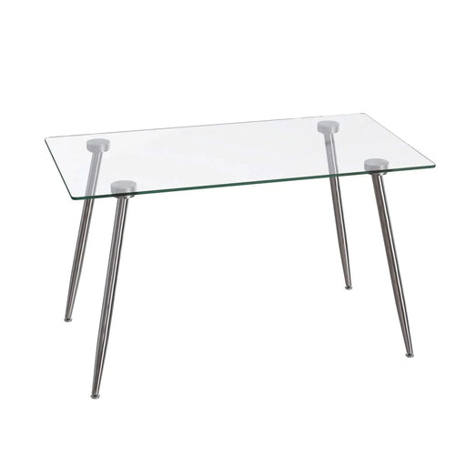 Glass Dining Table, Modern Rectangular Table with Tempered Glass Tabletop & Sliver metal Legs, Simplistic Kitchen Table, Versatile Table for Home Office (0 damage) Default -DTYStore