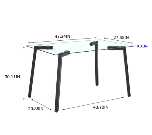 Glass Dining Table Transparent, 130*80* 8MM Default -DTYStore