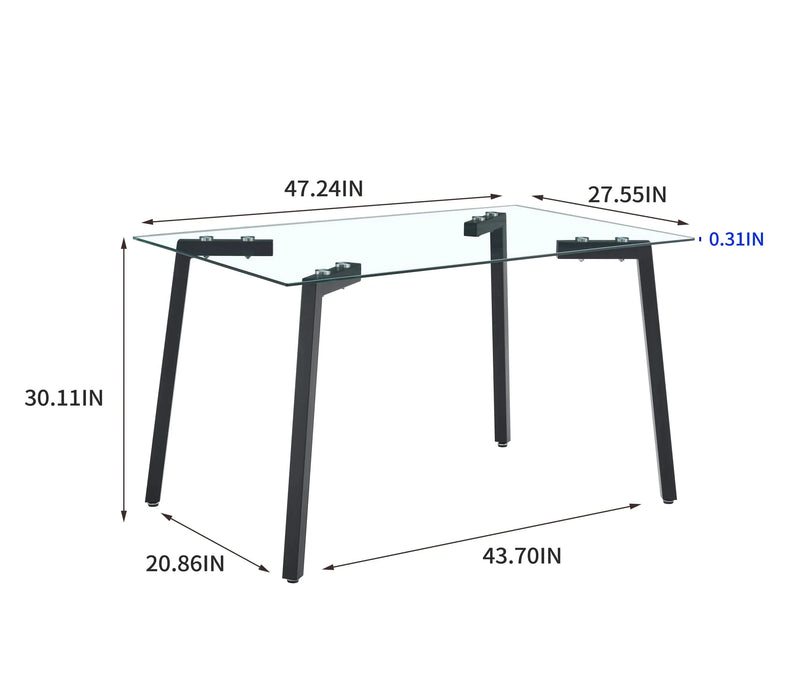 Glass Dining Table Transparent, 130*80* 8MM Default -DTYStore