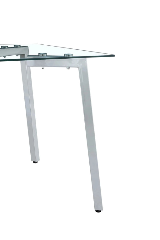 Glass Dining Table Transparent, 130*80* 8MM CHORMED LEG , SILVER color Default -DTYStore