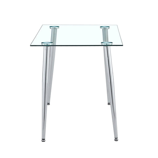 Glass Dining Table Transparent, 130*80* 8MM CHORMED LEG , SILVER color Default -DTYStore