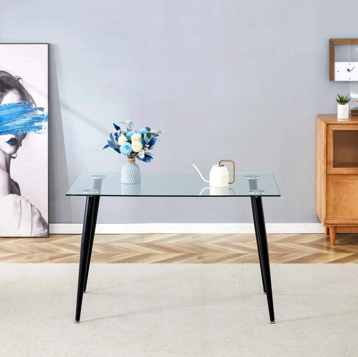 Glass Dining Table Transparent, 130*80* 8MM Default -DTYStore