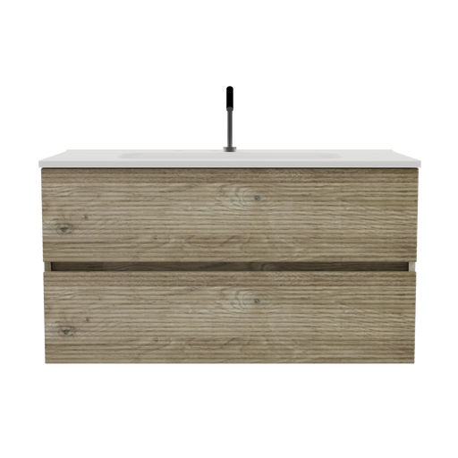 Gloria 36' Wall Mounted Rough Oak&Rough Oak Bathroom Vanity with Integrated Ceramic Sink with Overflow, Large Storage Floating Bathroom Vanity for Modern Bathroom, Pre-assembled Default -DTYStore