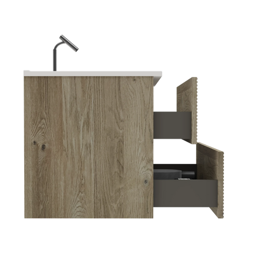 Gloria 36' Wall Mounted Rough Oak&Rough Oak Bathroom Vanity with Integrated Ceramic Sink with Overflow, Large Storage Floating Bathroom Vanity for Modern Bathroom, Pre-assembled Default -DTYStore