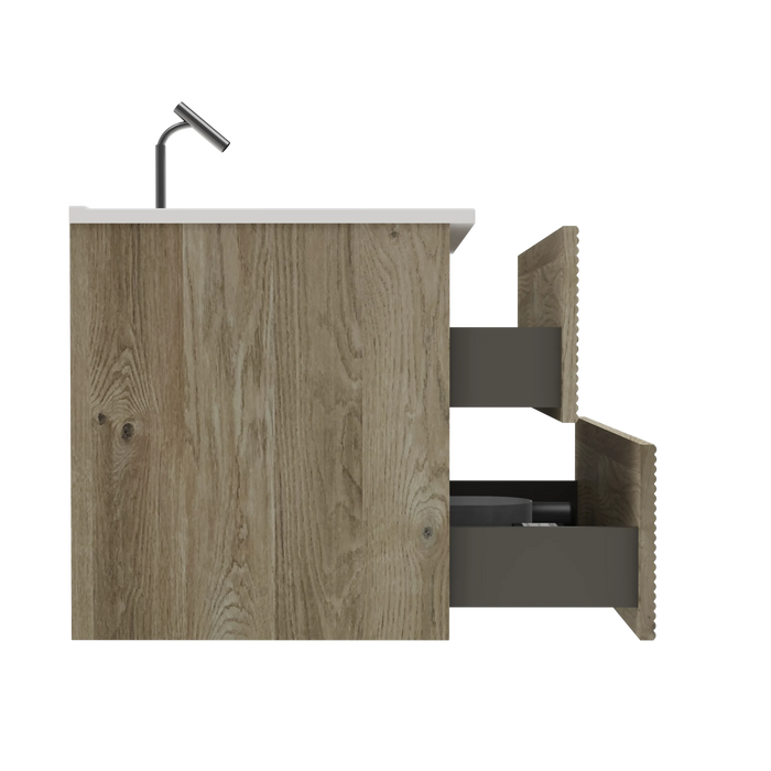 Gloria 36' Wall Mounted Rough Oak&Rough Oak Bathroom Vanity with Integrated Ceramic Sink with Overflow, Large Storage Floating Bathroom Vanity for Modern Bathroom, Pre-assembled Default -DTYStore