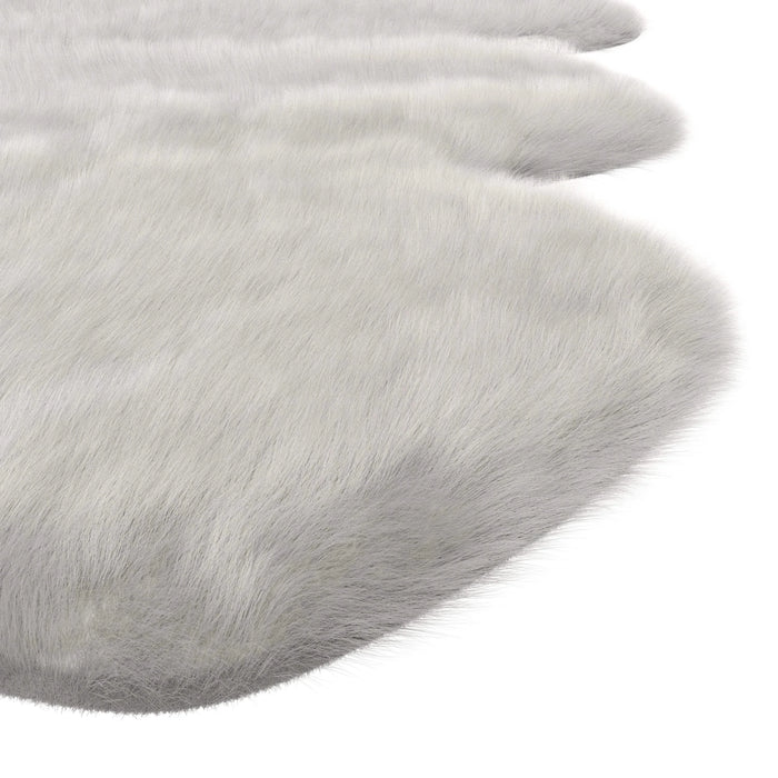 Gloss White Faux Fur Area Rug Default -DTYStore