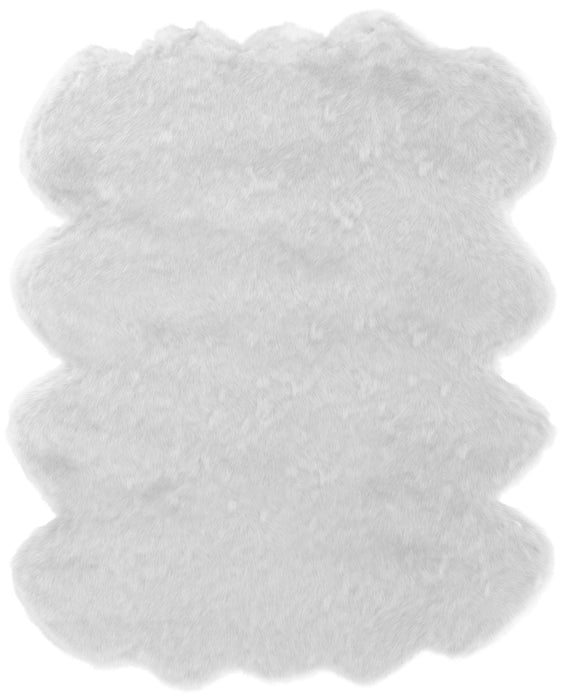 Gloss White Faux Fur Area Rug Default -DTYStore
