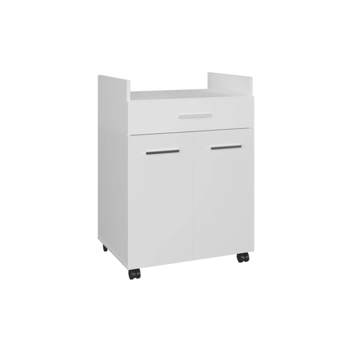 Glover Kitchen Cart With Casters, Open Shelves, Drawer And Cabinet Storage, Mobile Kitchen Island, White Default -DTYStore