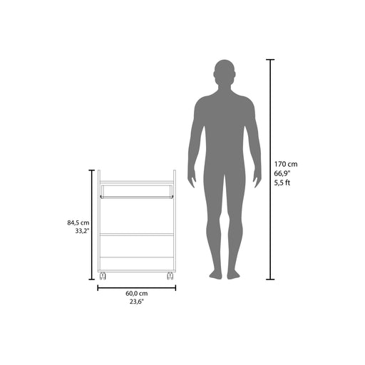 Glover Kitchen Cart With Casters, Open Shelves, Drawer And Cabinet Storage, Mobile Kitchen Island, White Default -DTYStore