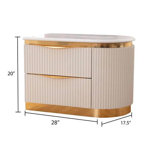 Gold Detailed Upholstery King 5-N Pc made with Wood in White Default -DTYStore