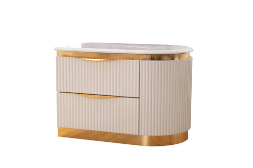 Gold Detailed Upholstery King 5-N Pc made with Wood in White Default -DTYStore